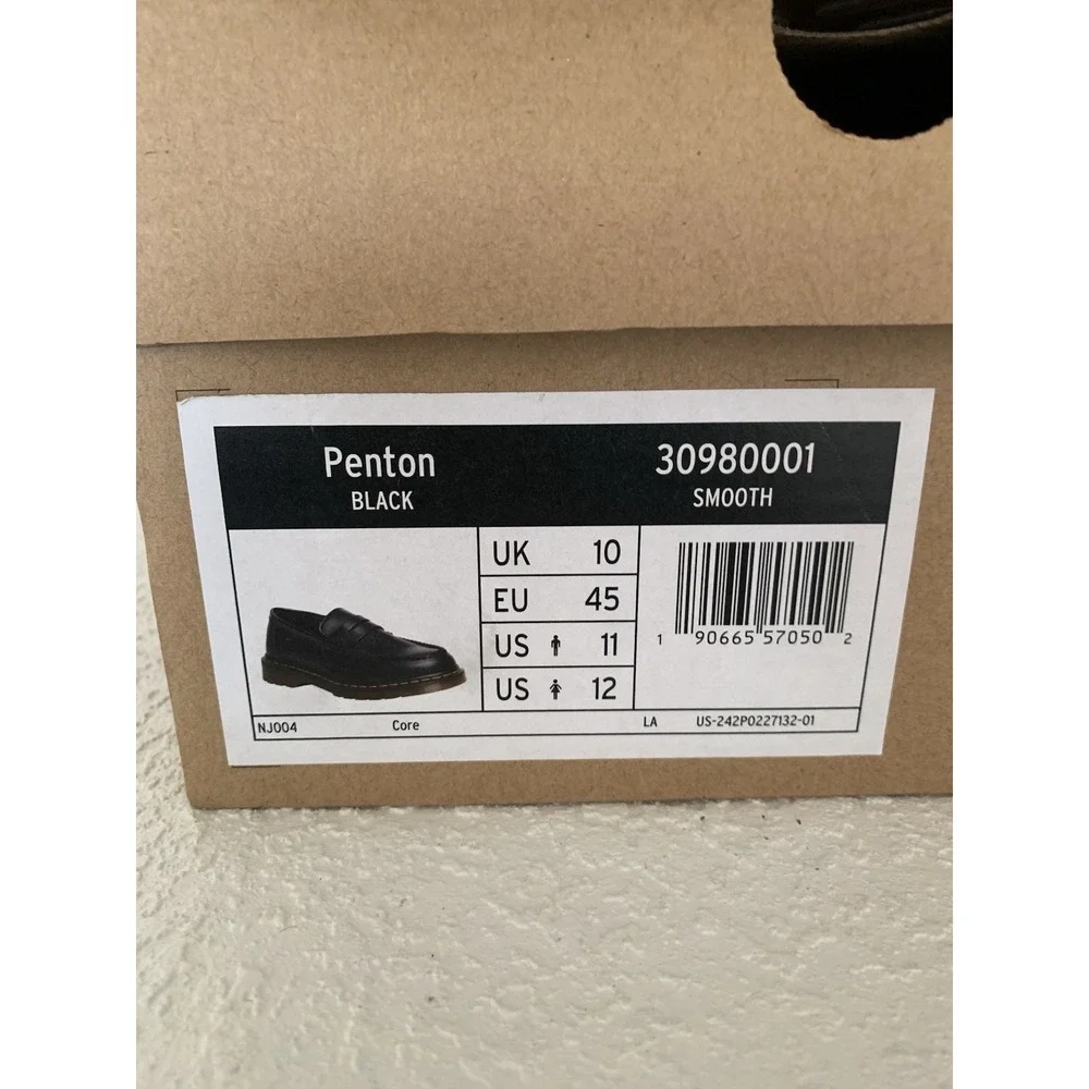 Dr Martens PENTON Penny Loafers Black Smooth UK 10 Airwair / Men's 11 US NEW BOX